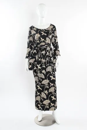 Silk Fan Print Top & Skirt Set