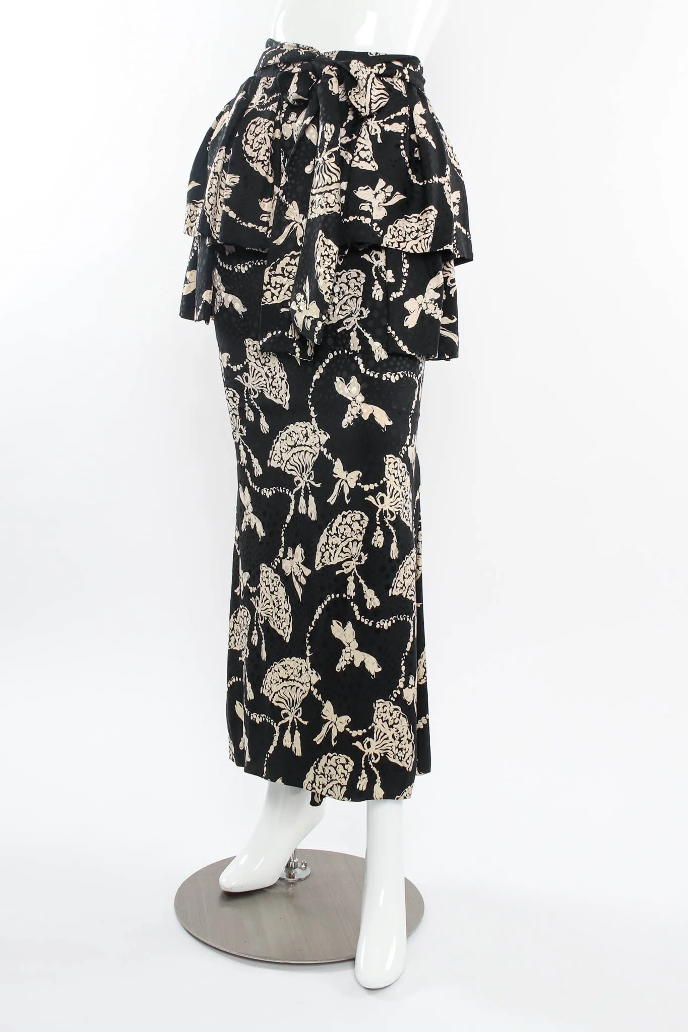 Silk Fan Print Top & Skirt Set