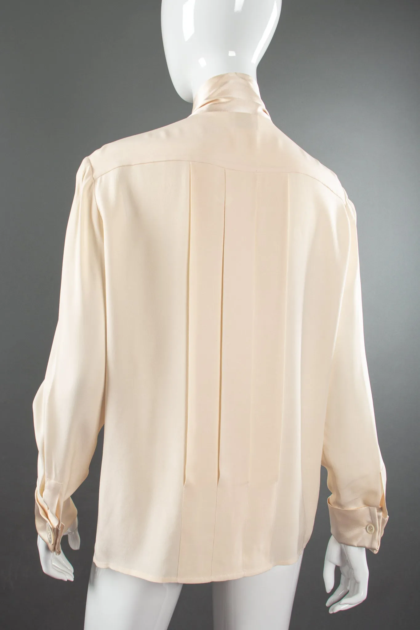 Silk Panel Tuck Bow Blouse