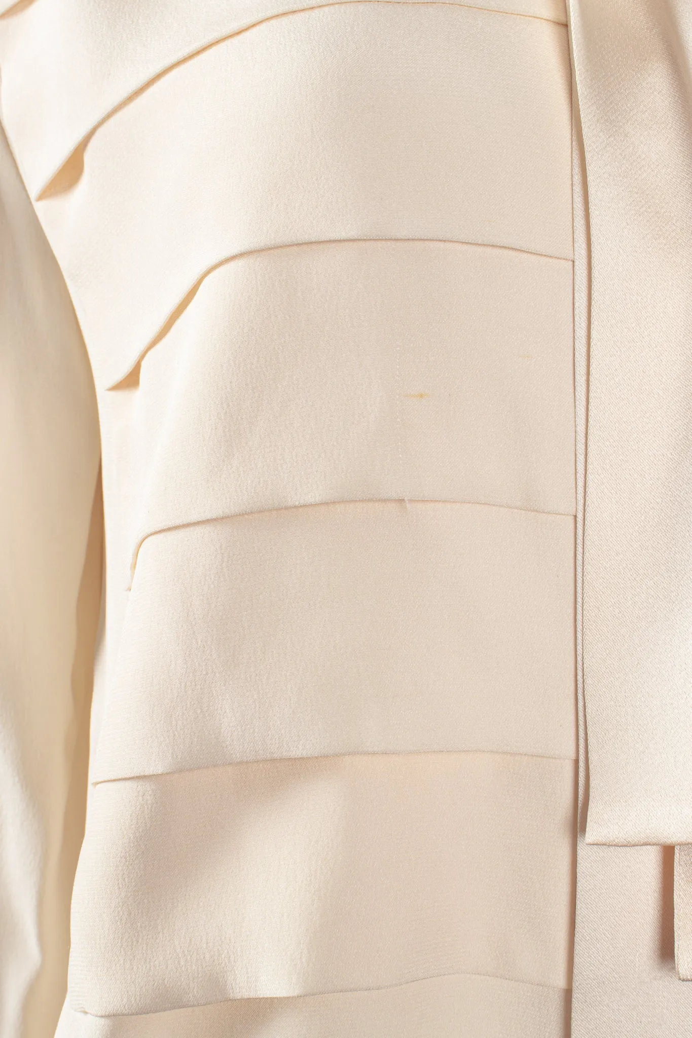 Silk Panel Tuck Bow Blouse