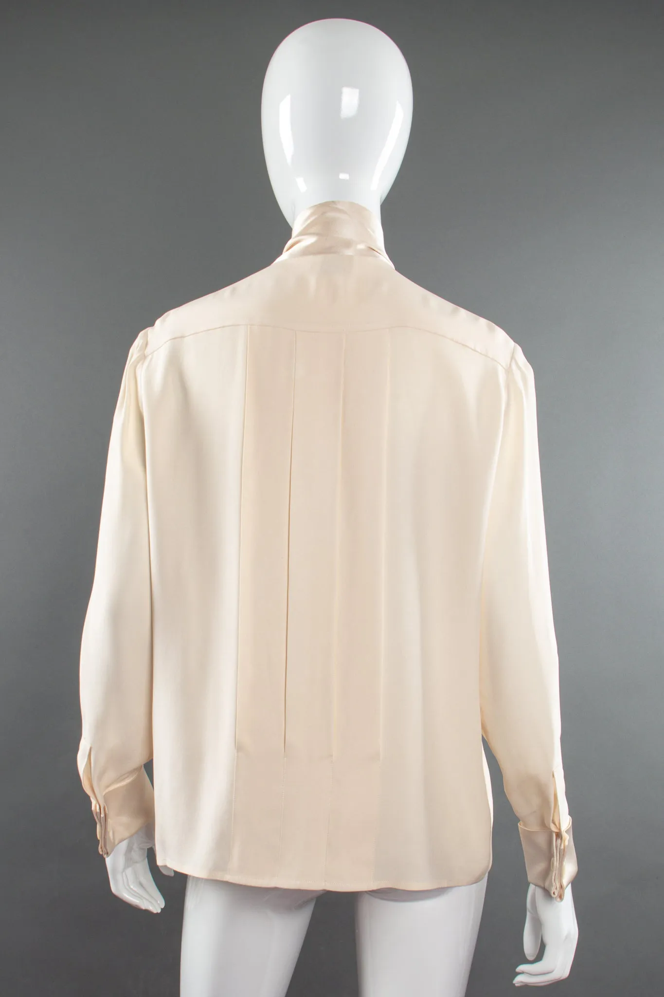 Silk Panel Tuck Bow Blouse