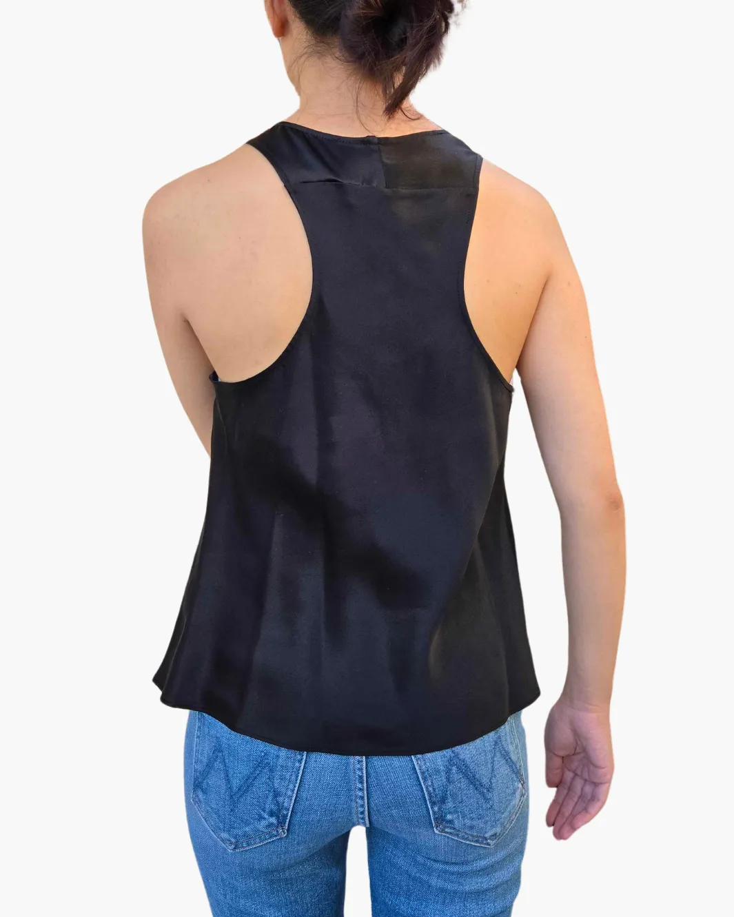 SILK SATIN TANK IN BLACK