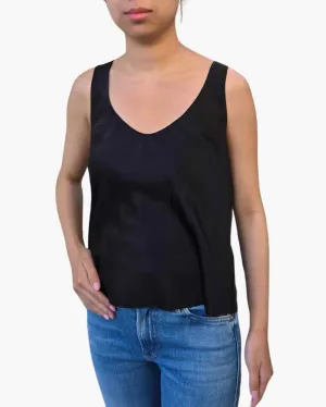 SILK SATIN TANK IN BLACK