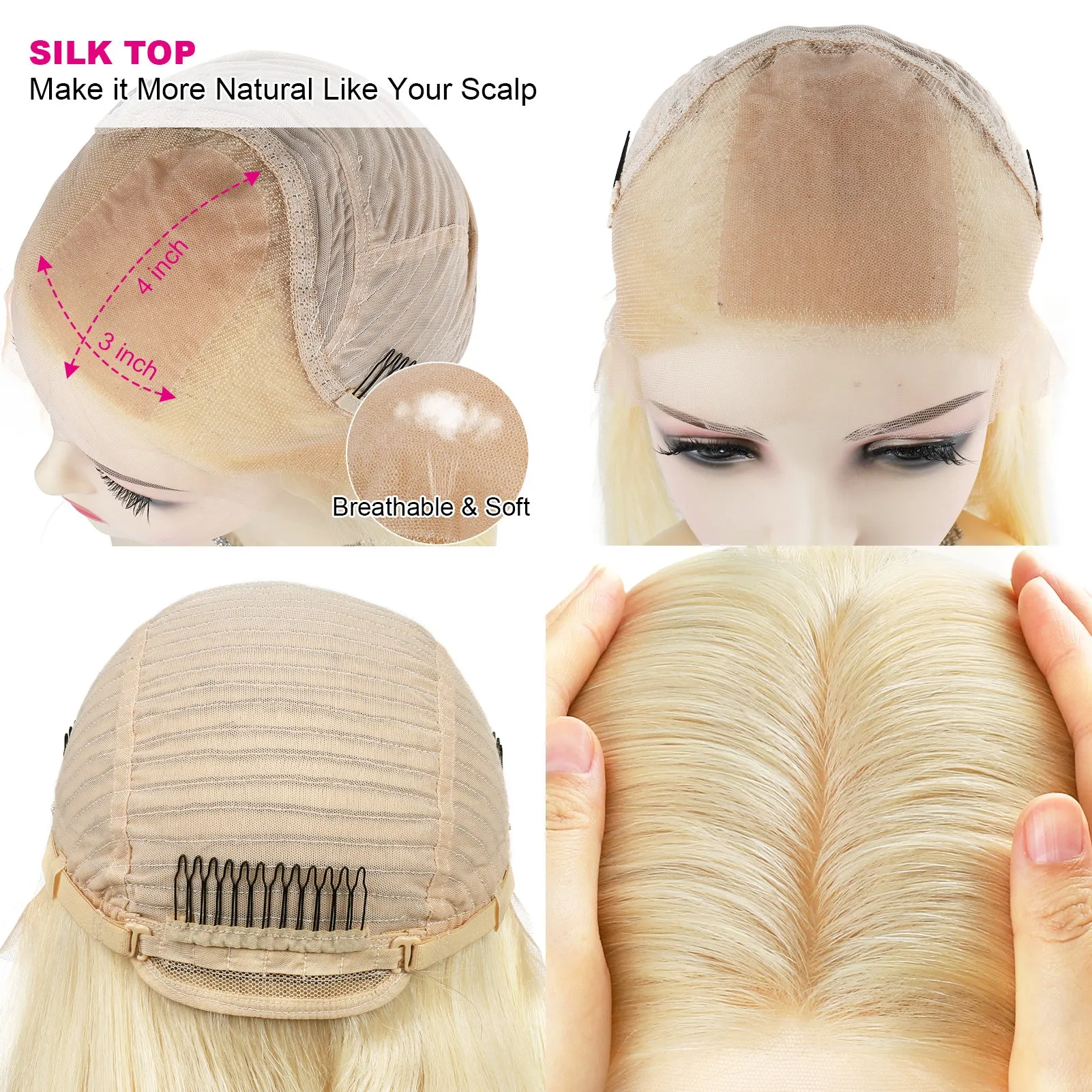 Silk Top Lace Front Wig 100% Virgin Human Hair Color 60#