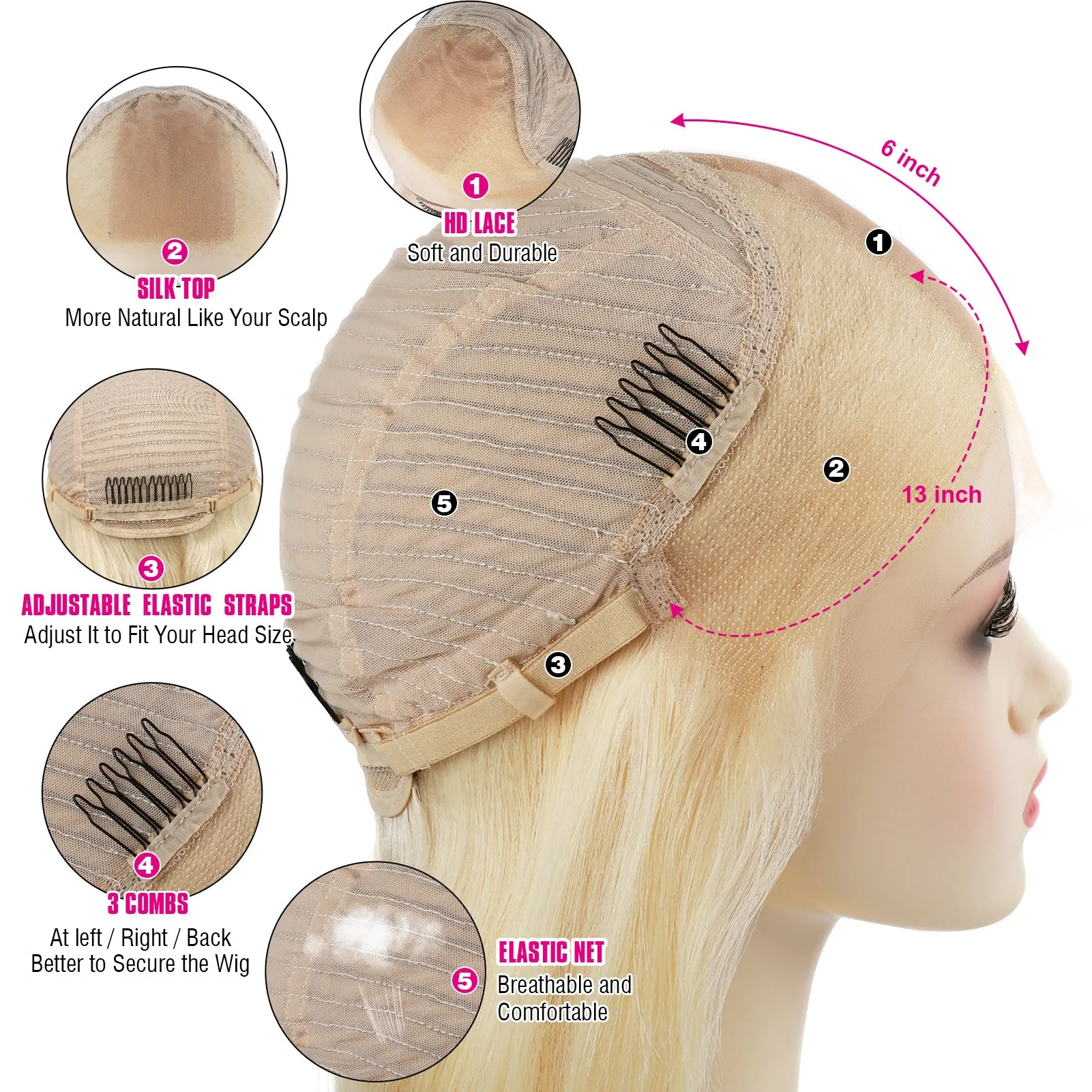 Silk Top Lace Front Wig 100% Virgin Human Hair Color 60#
