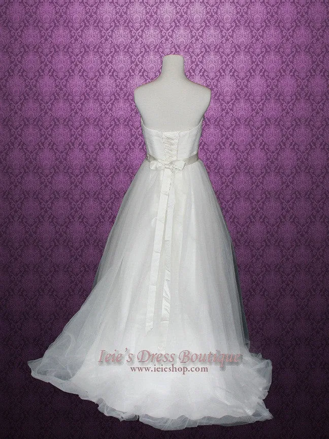 Simple Strapless Tulle Wedding Dress CINDY