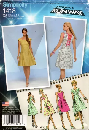 Simplicity 1418 Womens PROJECT RUNWAY Evening Dresses Out Of Print Sewing Pattern Size 4 - 12 UNCUT Factory Folded
