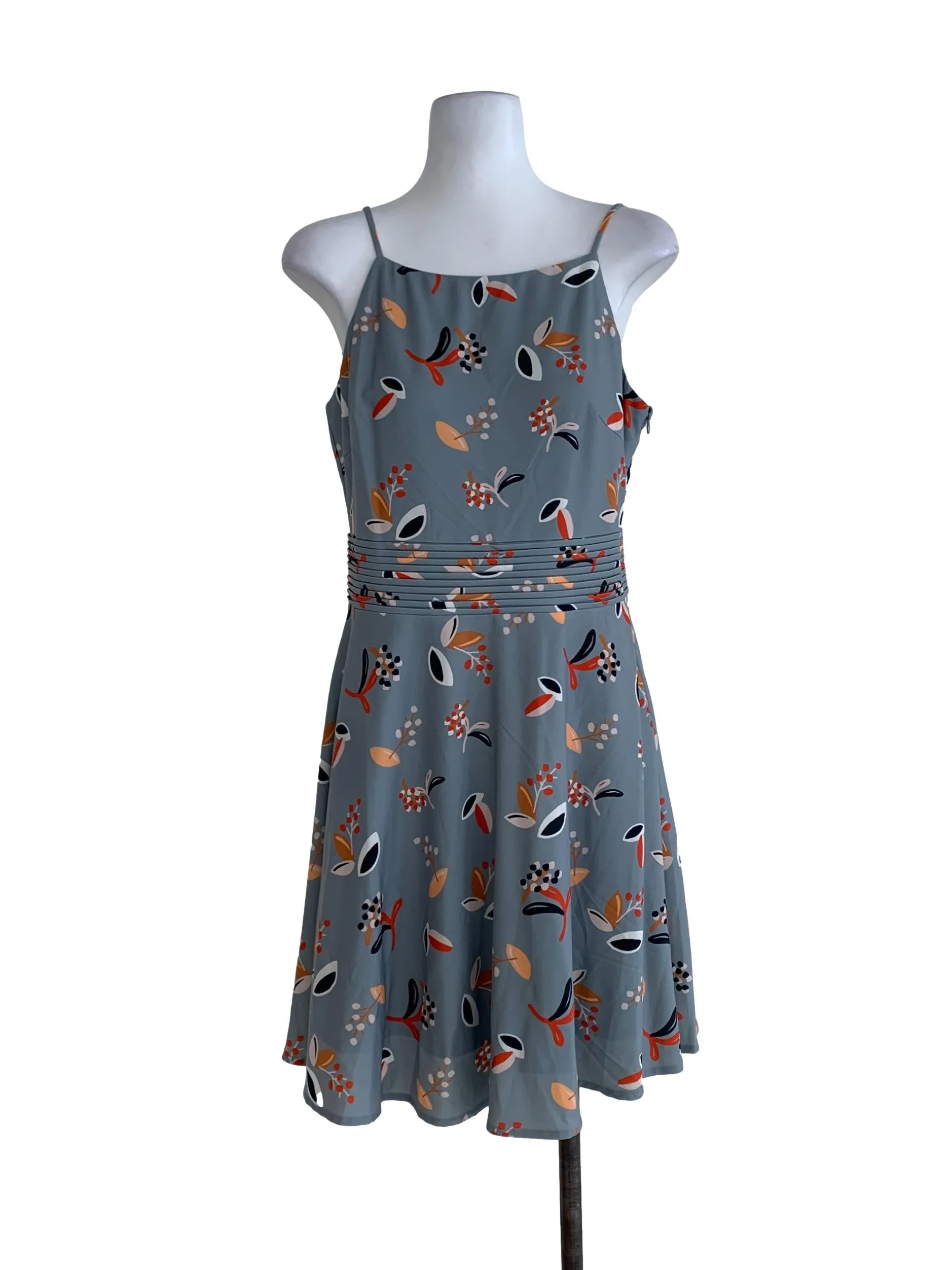 Sky Blue Floral A-Line Dress