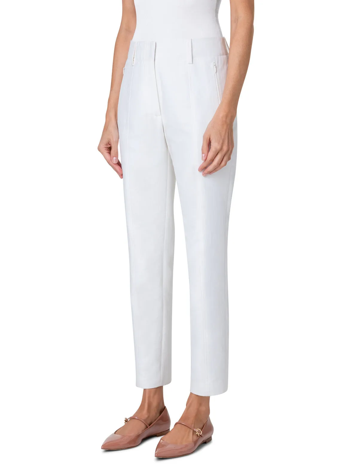 Slim Cotton Silk Double-Face Pants