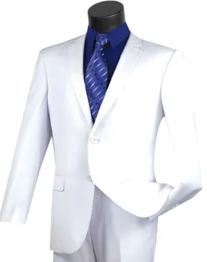 Slim Fit 2 Piece 2 Button Suit (White) SC900-12