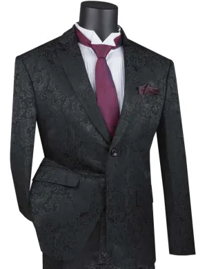 Slim Fit 2 Piece Single Breasted Suit (Black) S2F-1