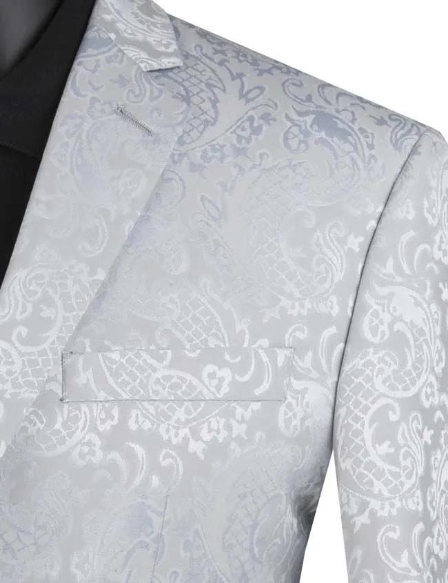 Slim Fit 2 Piece Single Breasted Suit (Silver) S2F-1
