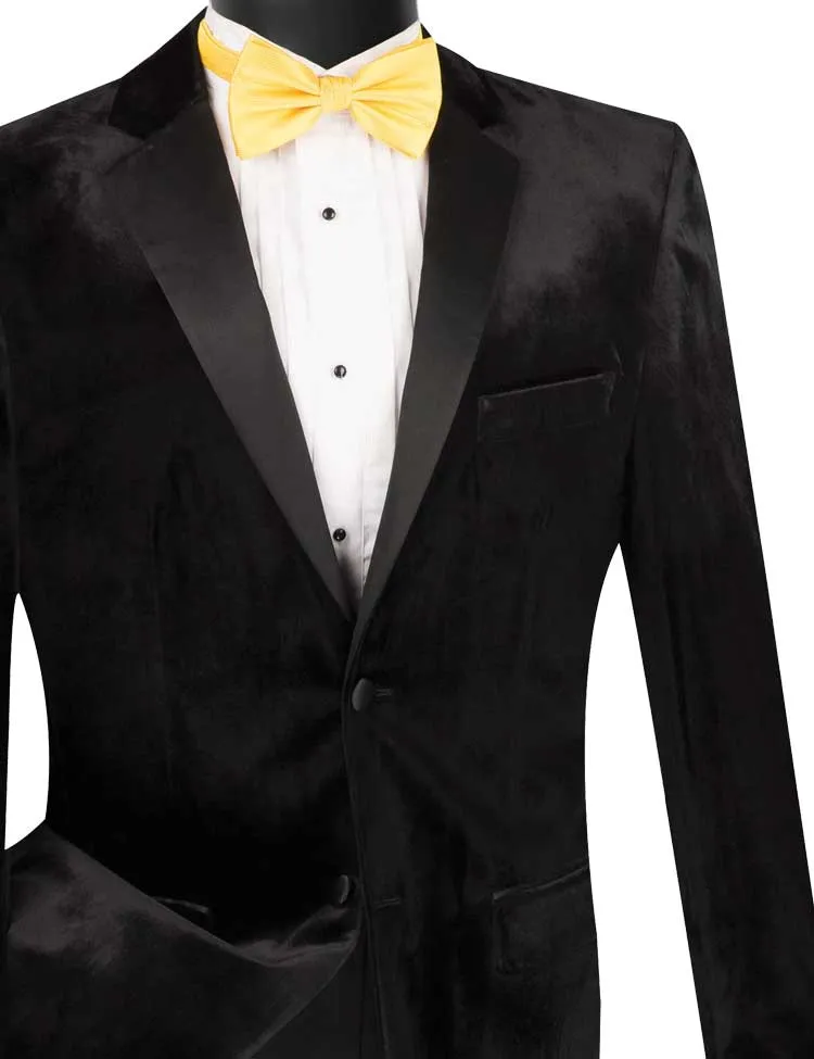 Slim Fit 2 Piece Velvet Tuxedo (Black) T-SV