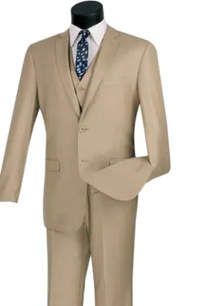 Slim Fit 3 Piece 2 Button Suit (Light Beige) SV2900