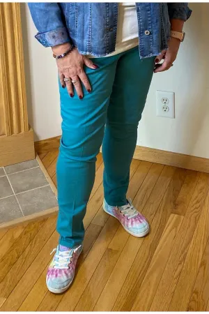 Slim Sation - Pull-On 5-Pocket Ankle Jean With Real Front and Back Pockets - Dusty Aqua - M12712PM, M12712PW