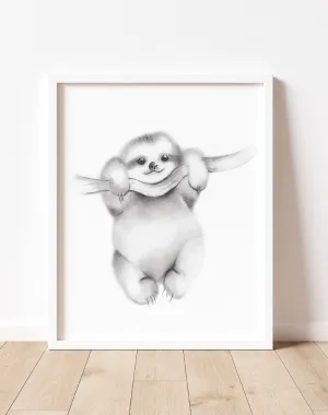 Sloth Pencil Drawing Print