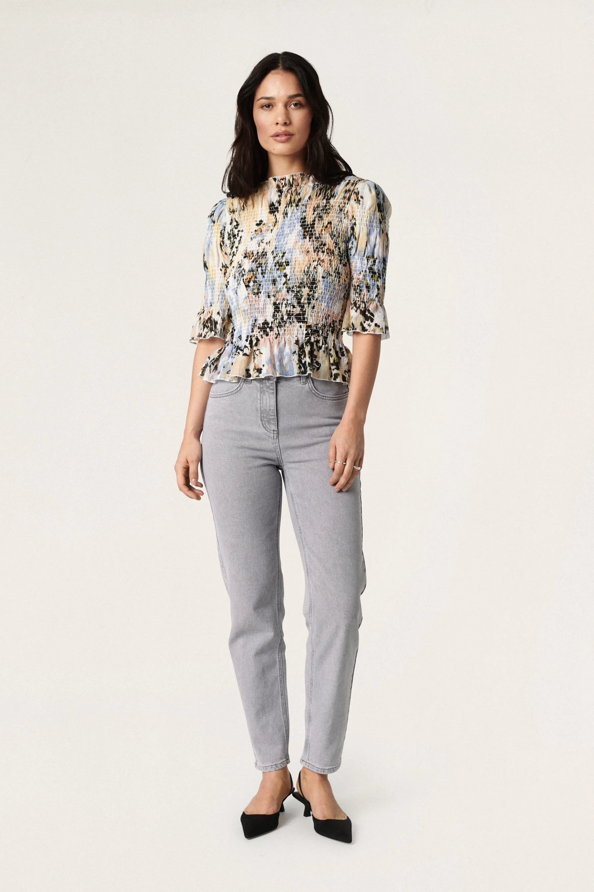 Soaked In Luxury Olympia Blouse in Parsnip Abstract
