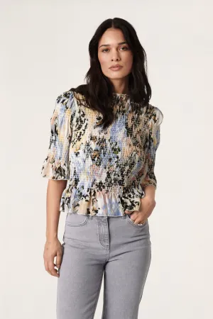 Soaked In Luxury Olympia Blouse in Parsnip Abstract