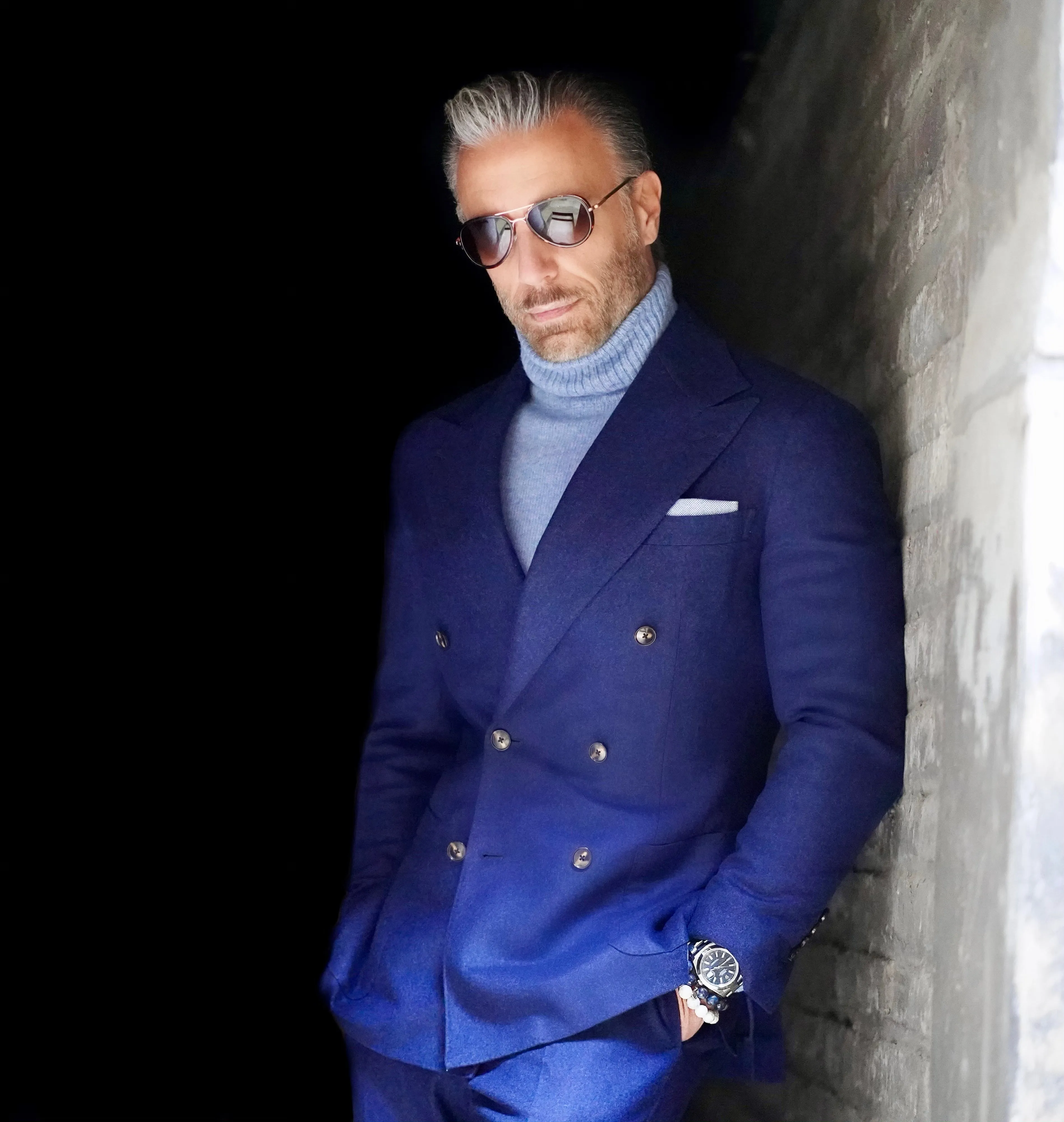 Space Blue Flannel Suit