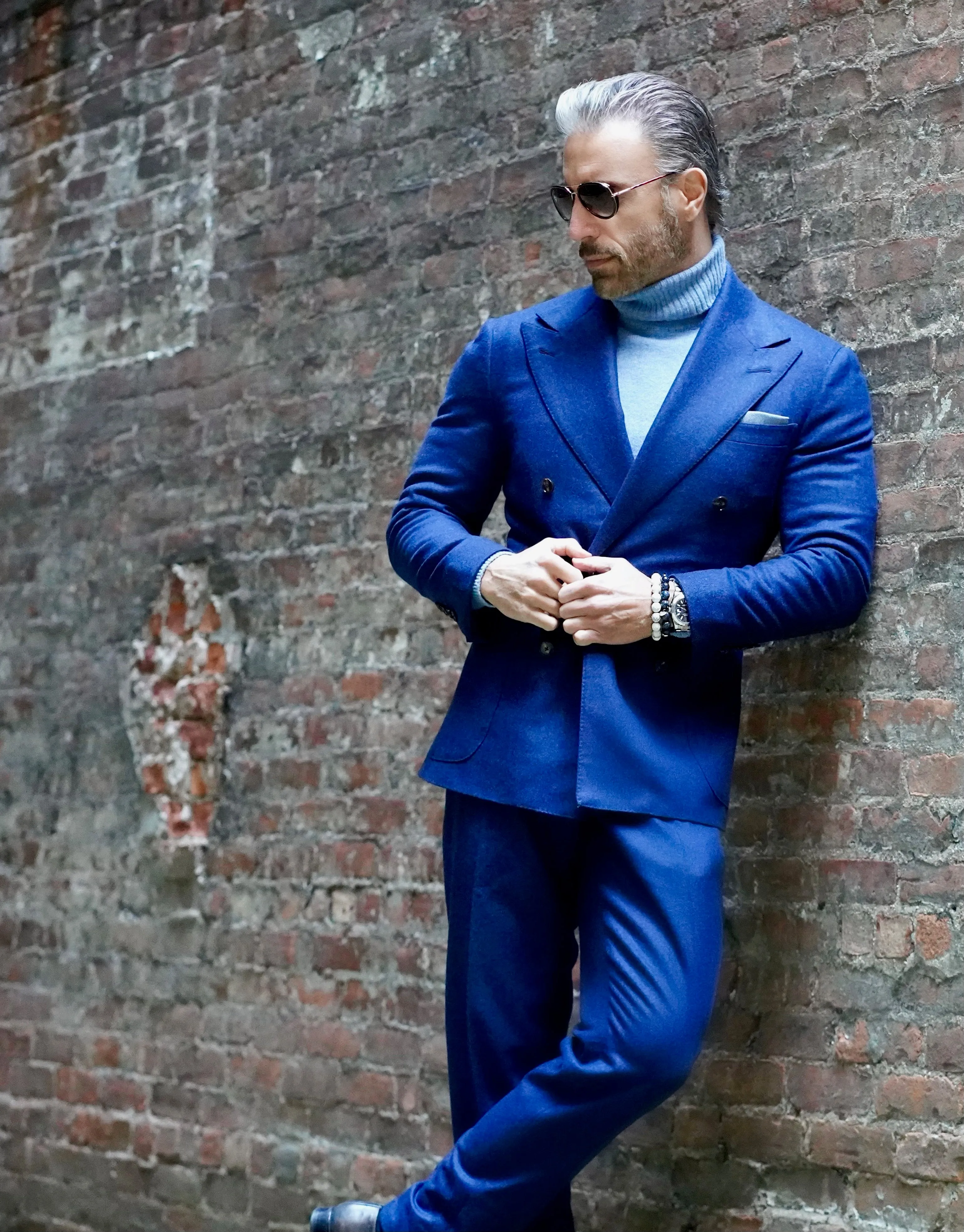 Space Blue Flannel Suit