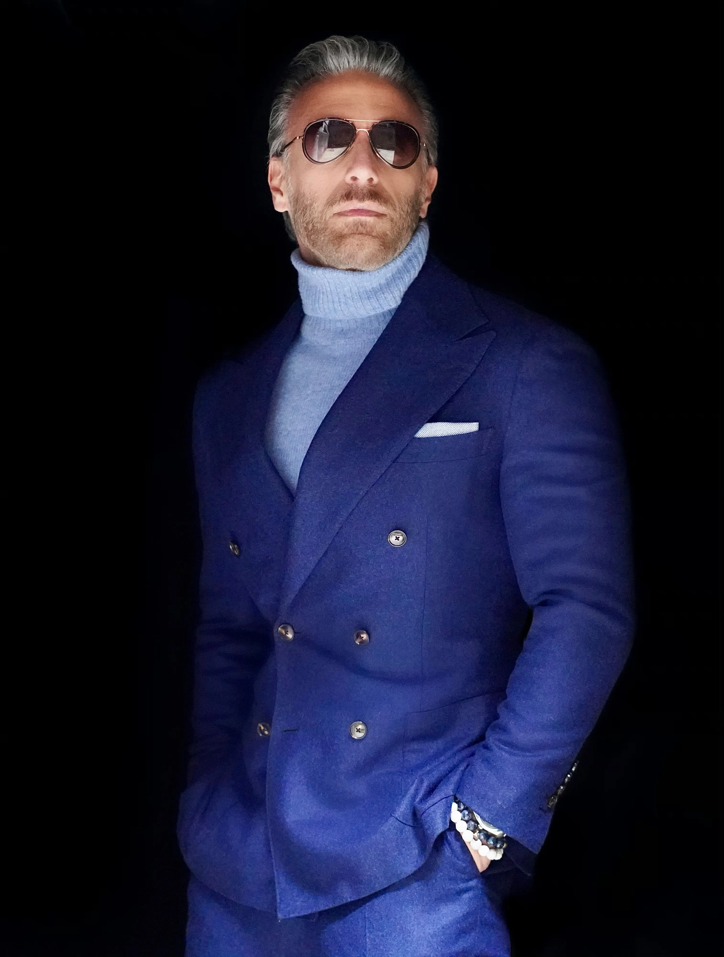 Space Blue Flannel Suit