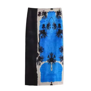 Spring Printed Straight Skirt  Chic
