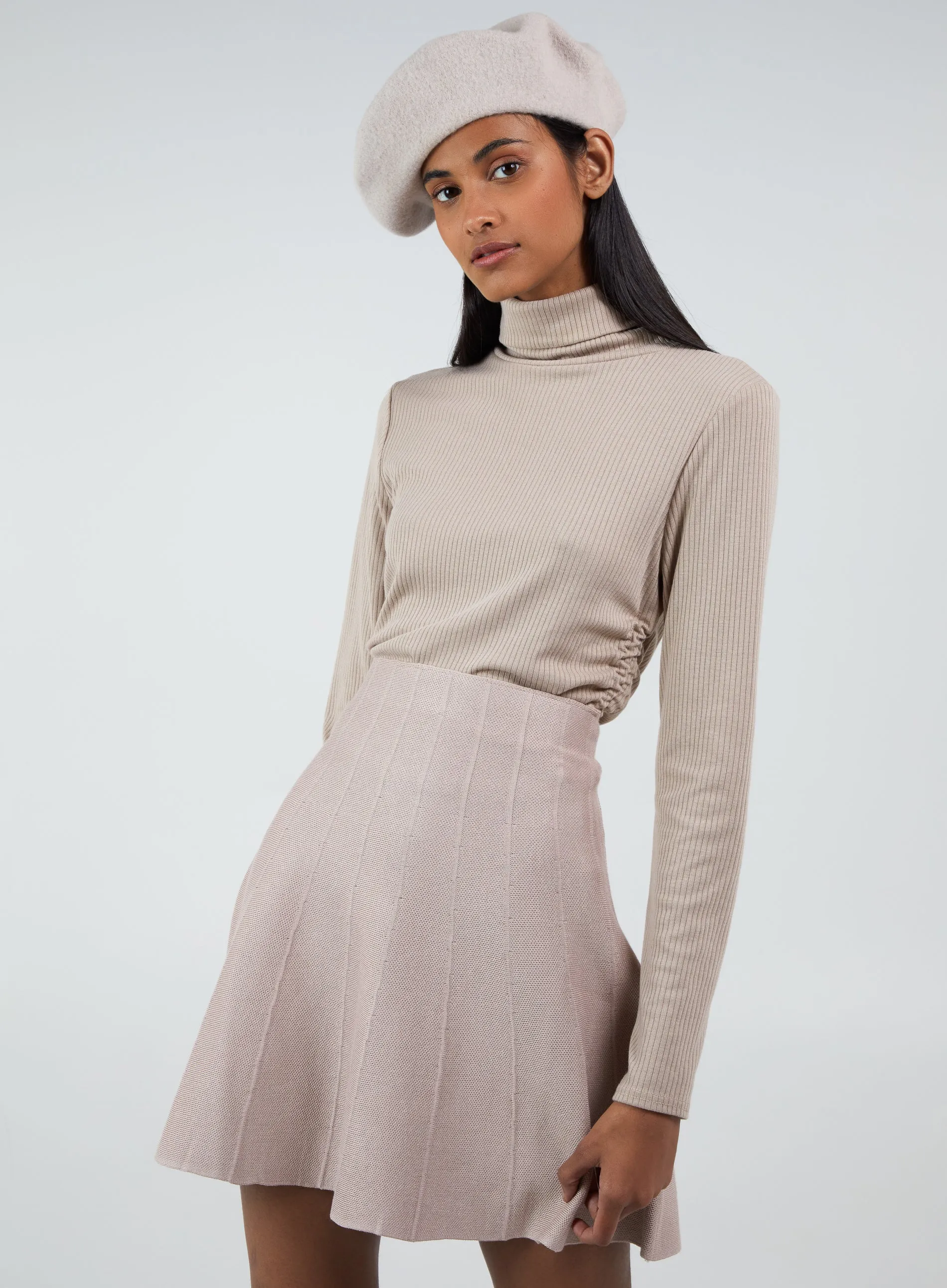 Straight Hem Knitted Mini Skirt