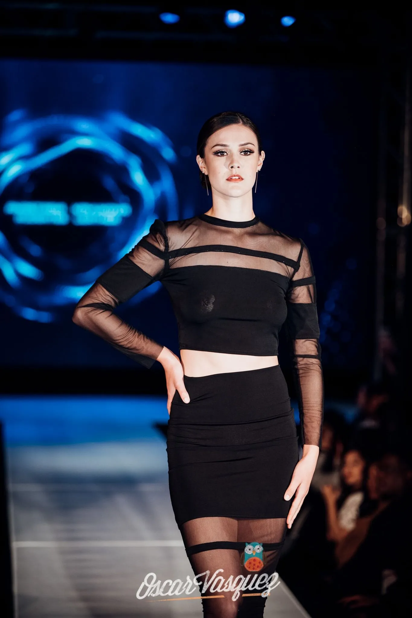 Straight Line Cutout Black Pencil Skirt