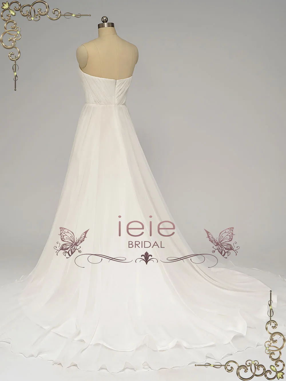 Strapless Chiffon Wedding Dress with Side Slit ALLEGRA