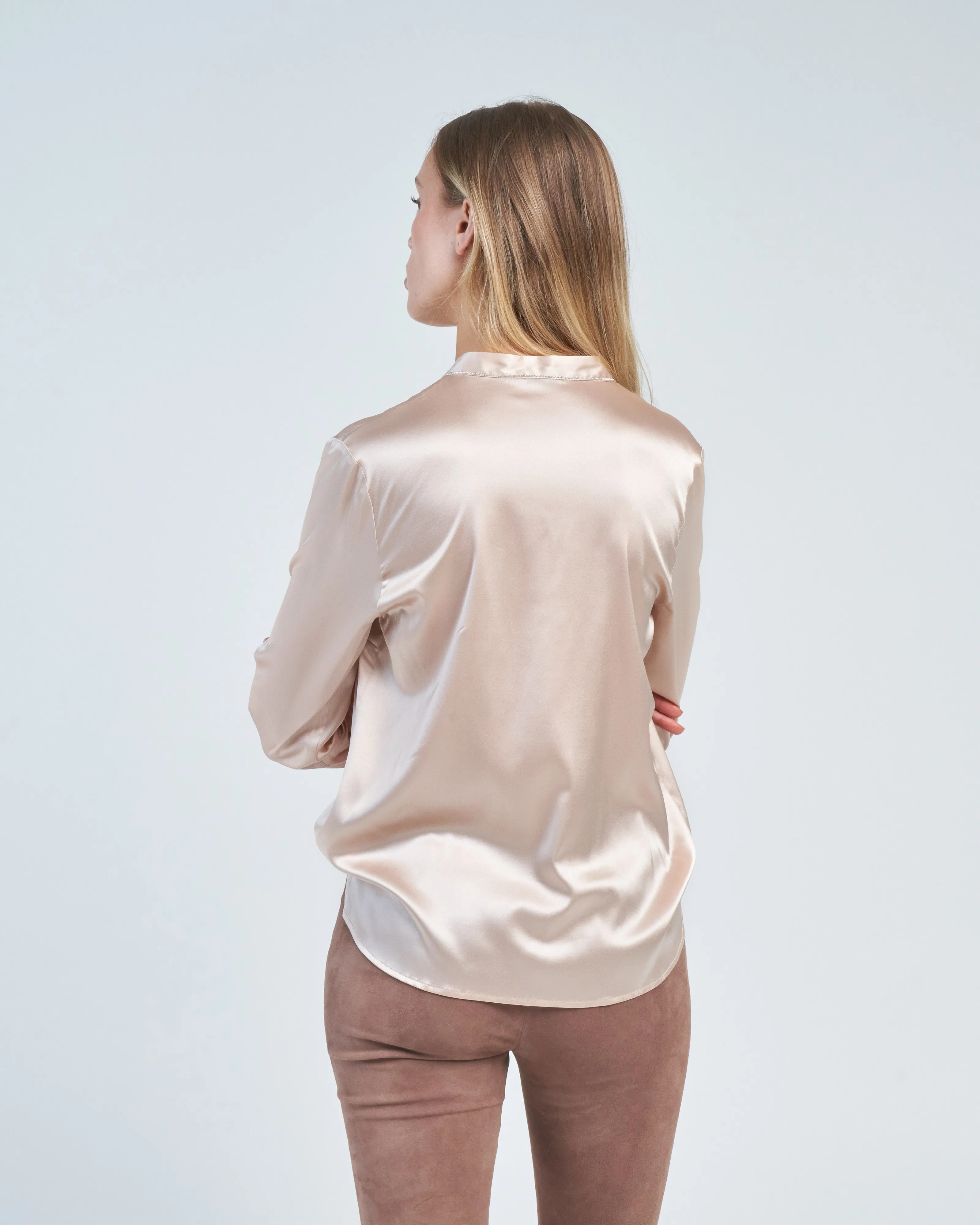 stretch silk v neck