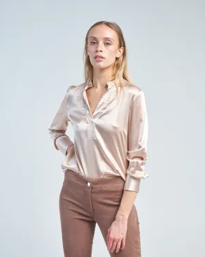 stretch silk v neck