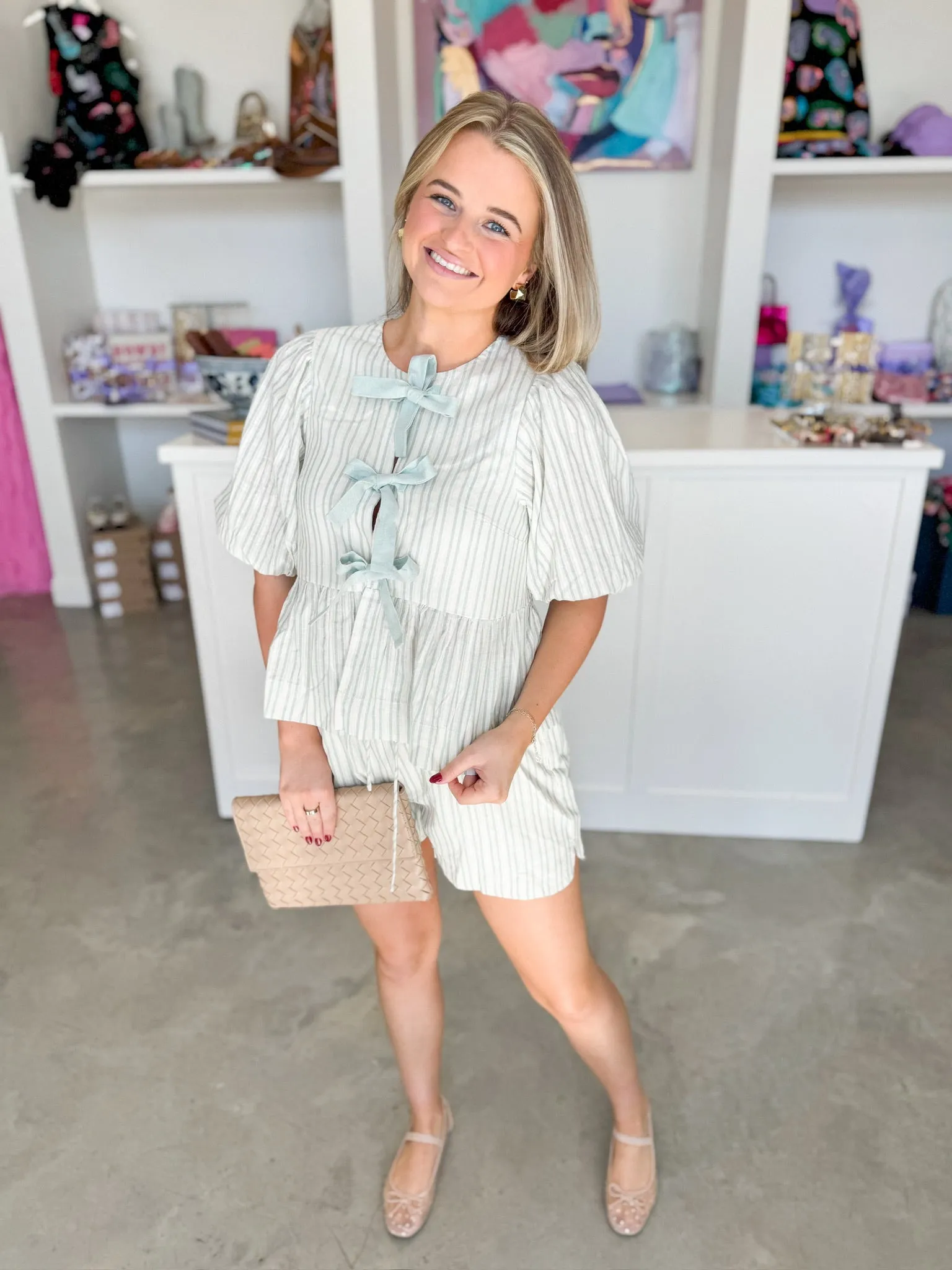 Striped In Bow Set