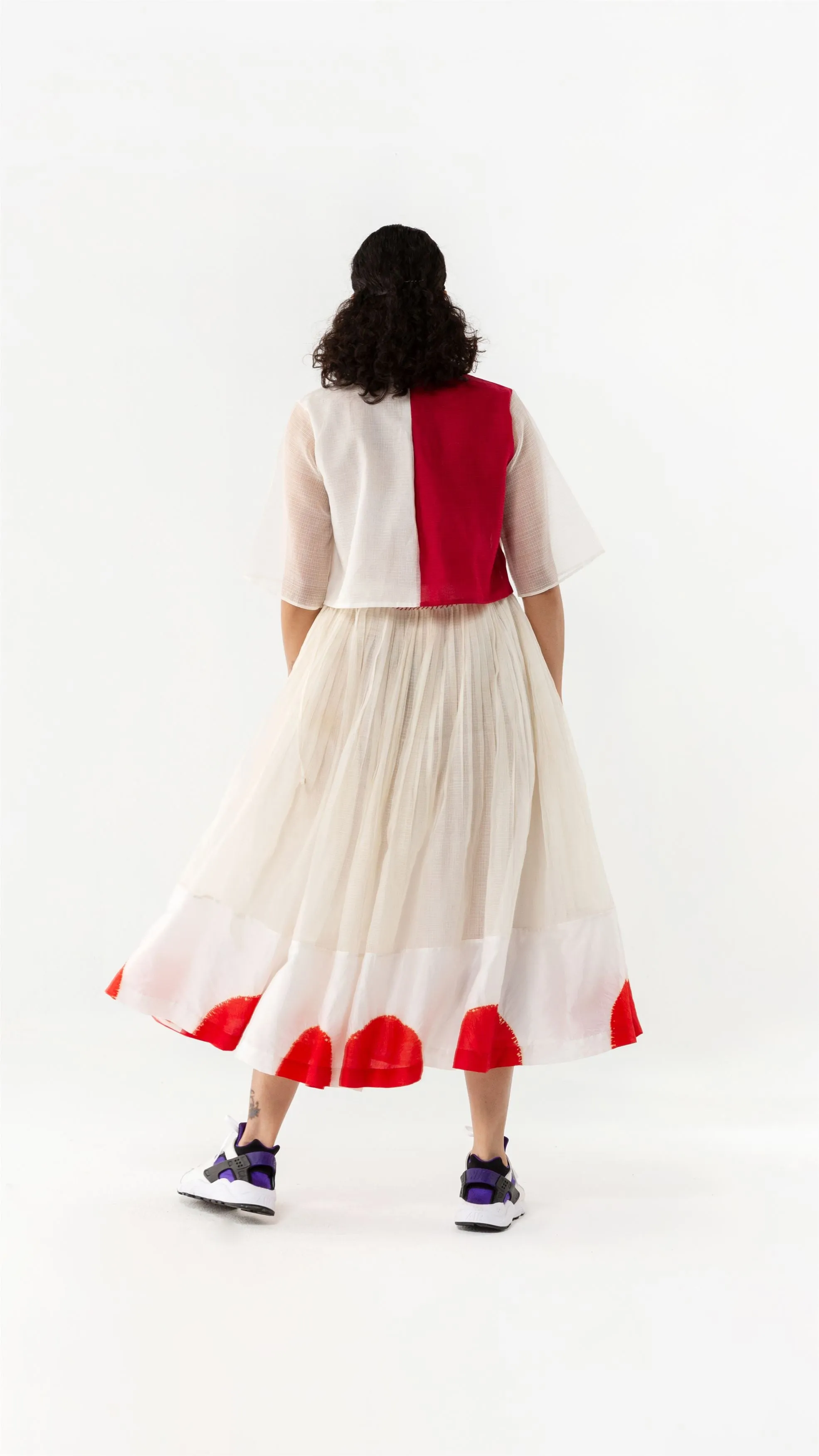 Studio Medium   I   Shibori Montrose SEMI CO-ORD - WHITE/REDPOL 44