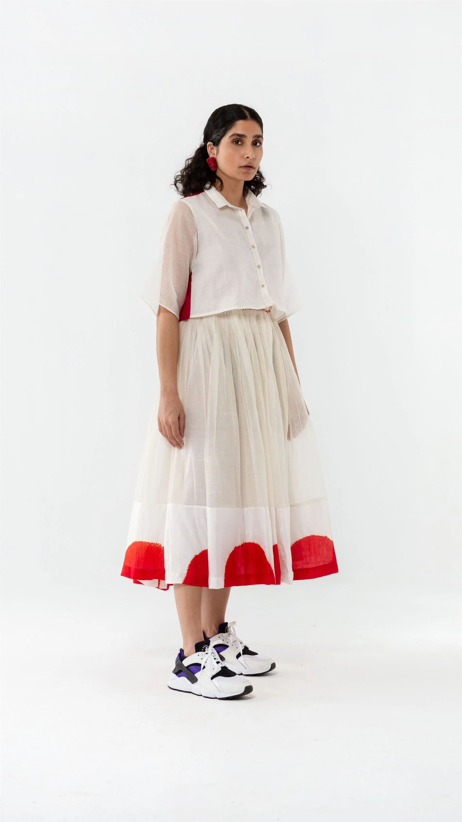Studio Medium   I   Shibori Montrose SEMI CO-ORD - WHITE/REDPOL 44