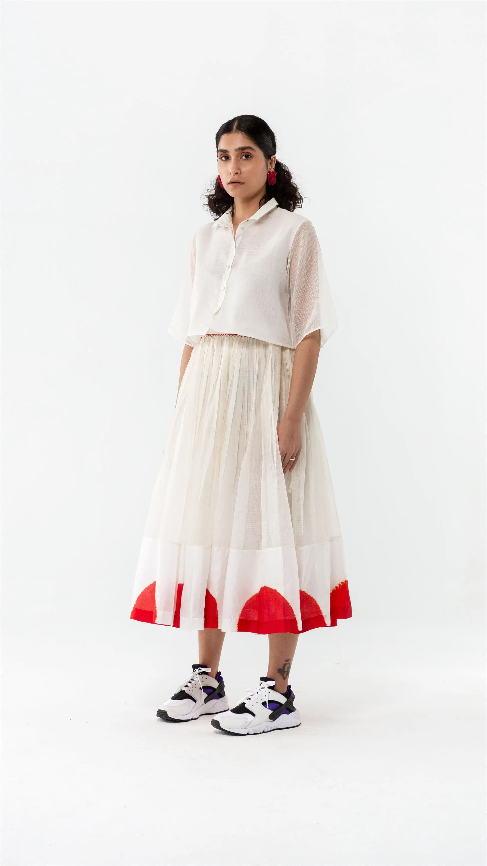 Studio Medium   I   Shibori Montrose SEMI CO-ORD - WHITE/REDPOL 44