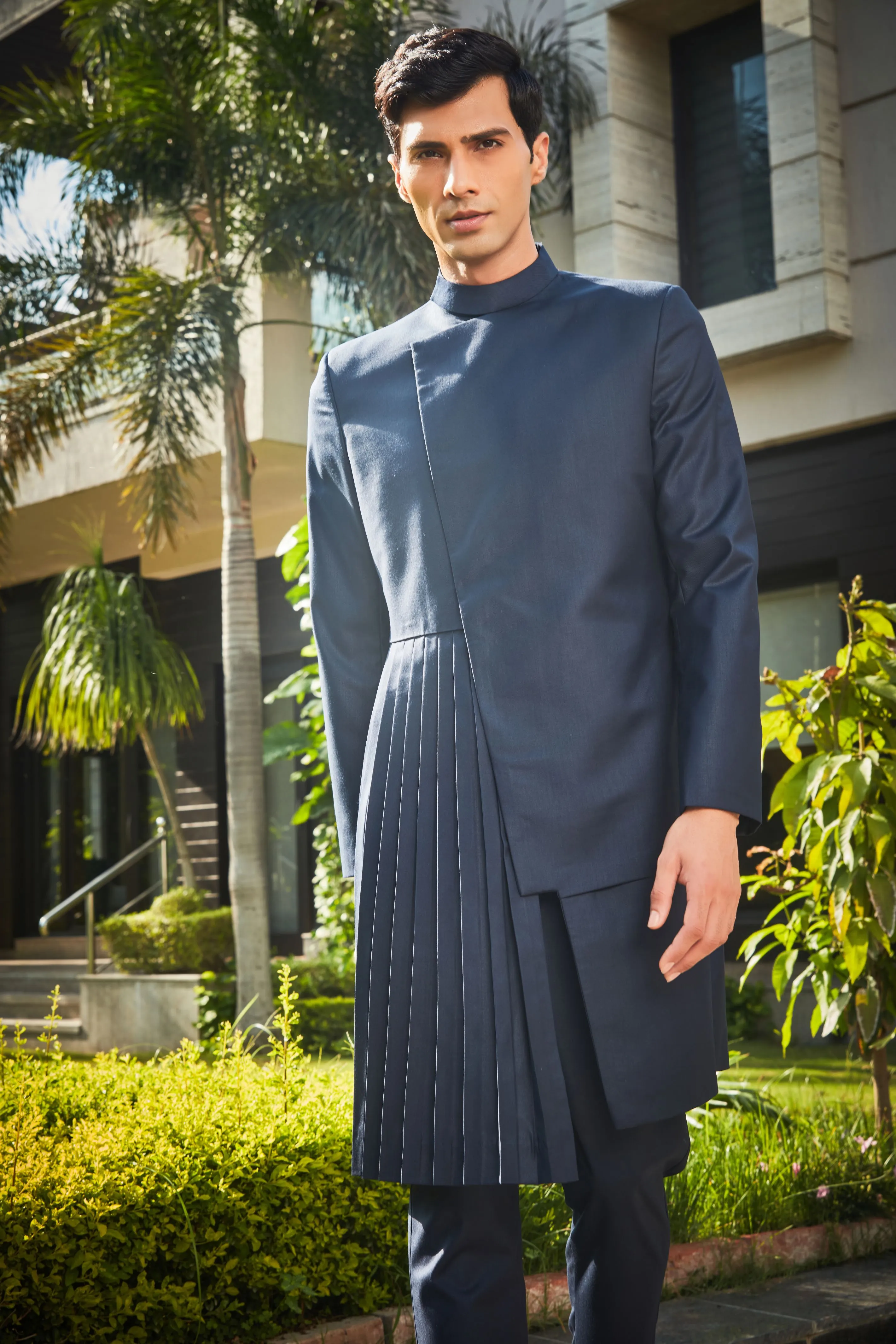 Stygian- Navy Blue Indo-western Set
