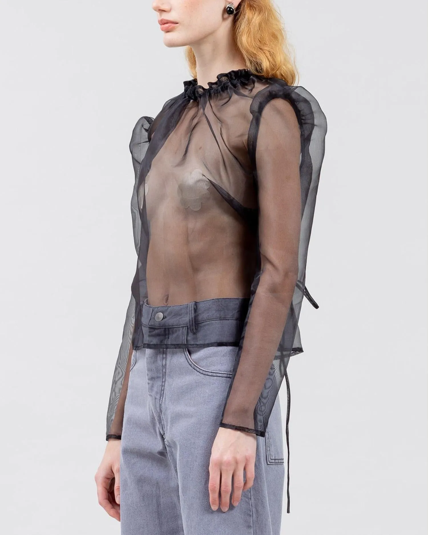 Sumi top in black silk organza