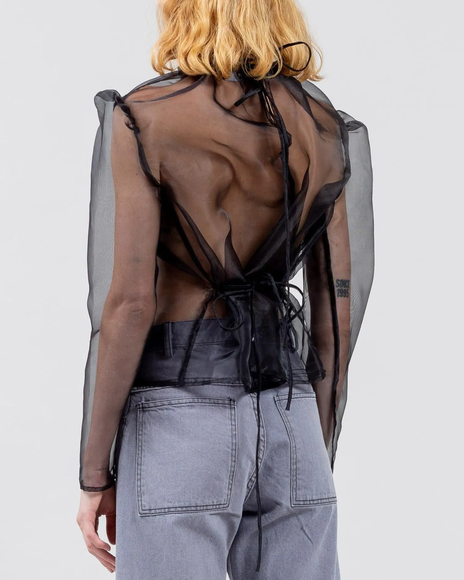 Sumi top in black silk organza