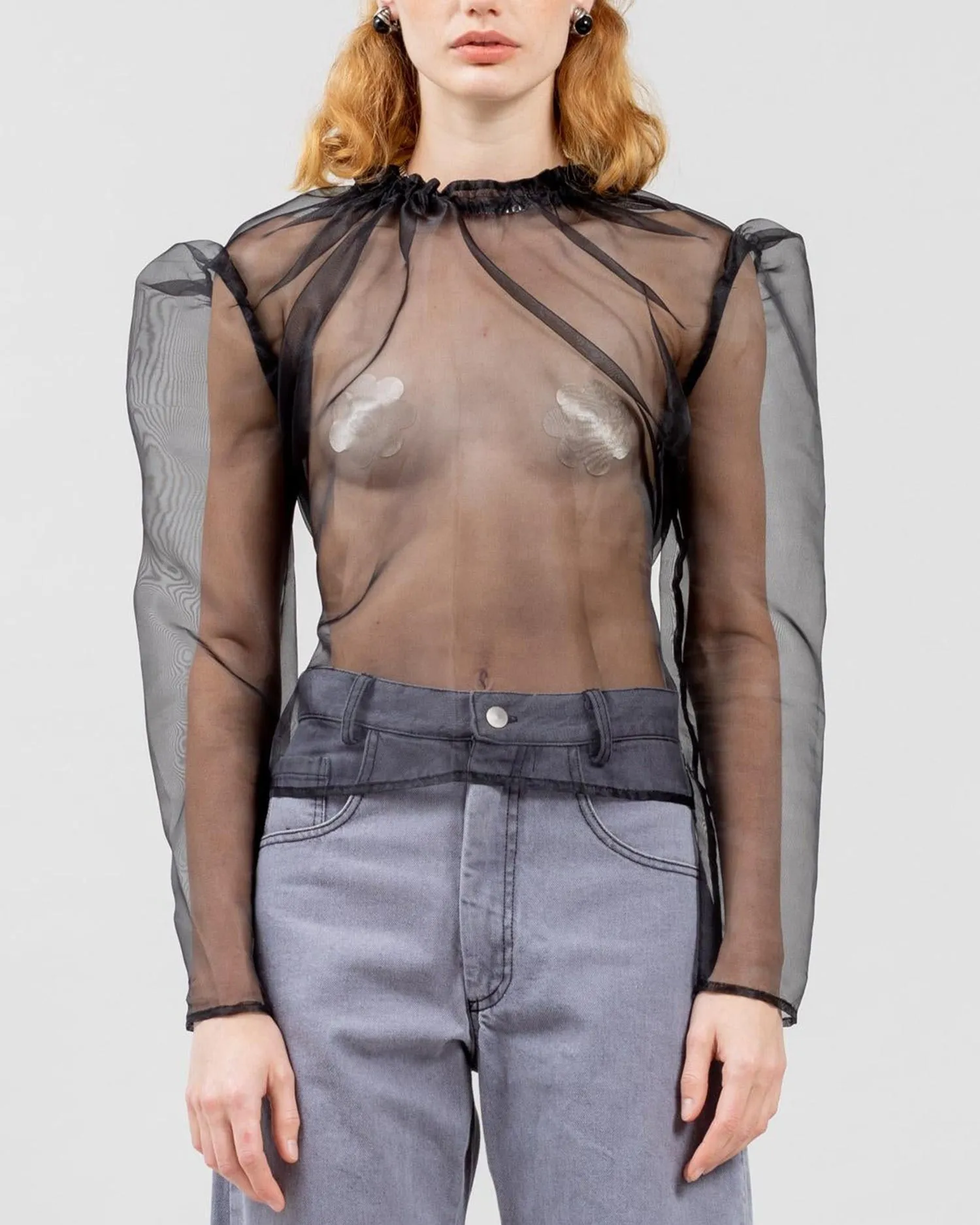 Sumi top in black silk organza