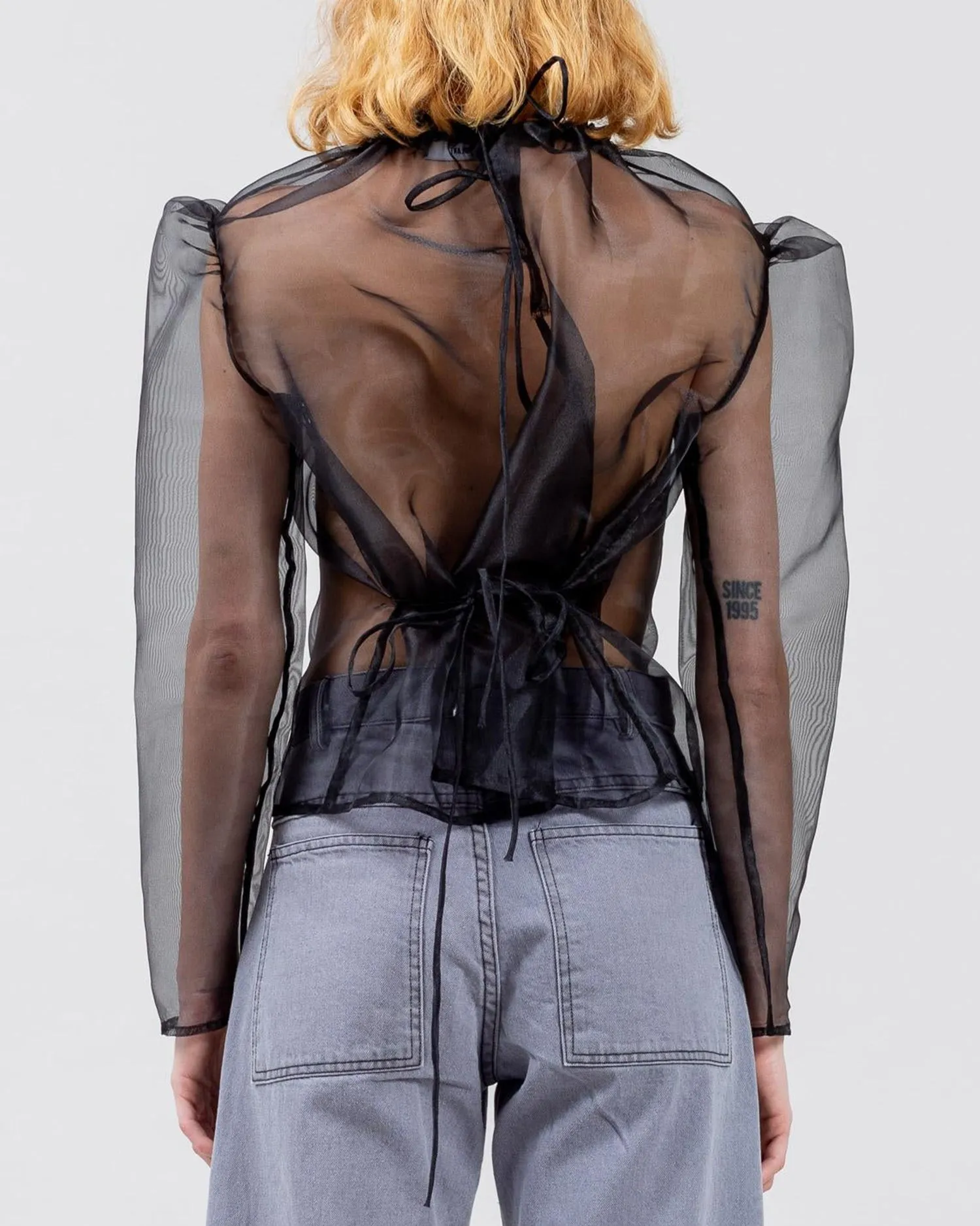 Sumi top in black silk organza