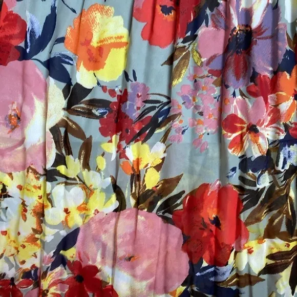 Sunny Leigh Pleated Floral Skirt Womens XS Midi Skirt Pleats Pleat Midi