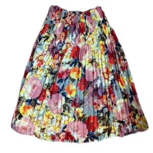 Sunny Leigh Pleated Floral Skirt Womens XS Midi Skirt Pleats Pleat Midi