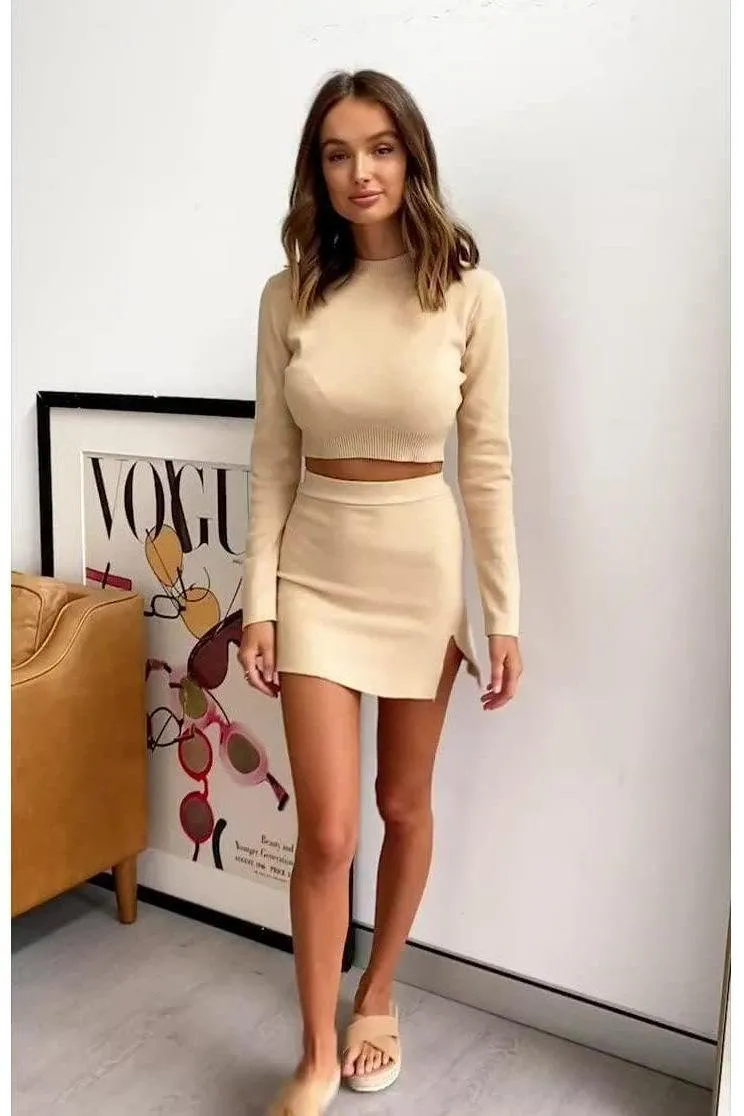 sweater skirt suit two-piece i