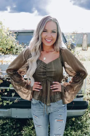 Sweetheart Chiffon Peplum Blouse - Olive