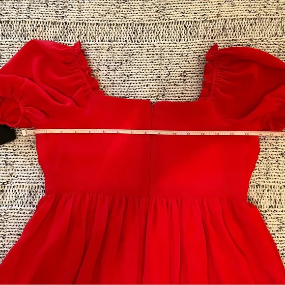 Tahari ASL Puff Sleeve Mini Dress Ruched Bodice in Grenadine Red Size 2, NWT