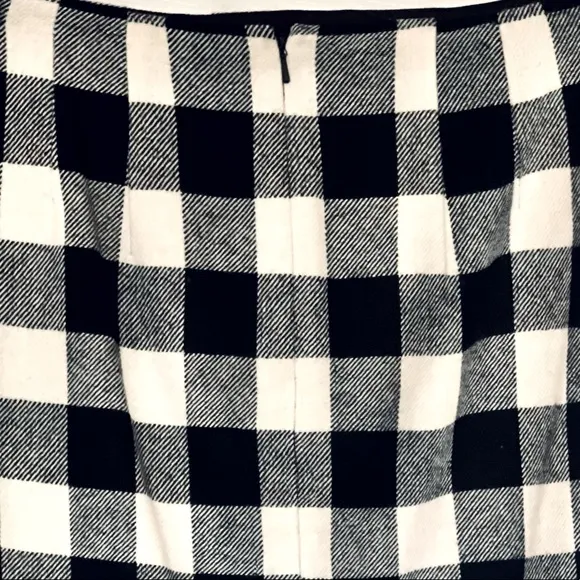 TALBOTS BUFFALO PLAID BLK/WHI CHECKERED WOOL BLEND MINI PENCIL SKIRT SIZE 2 NWOT
