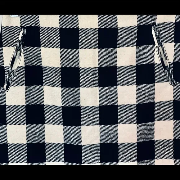 TALBOTS BUFFALO PLAID BLK/WHI CHECKERED WOOL BLEND MINI PENCIL SKIRT SIZE 2 NWOT