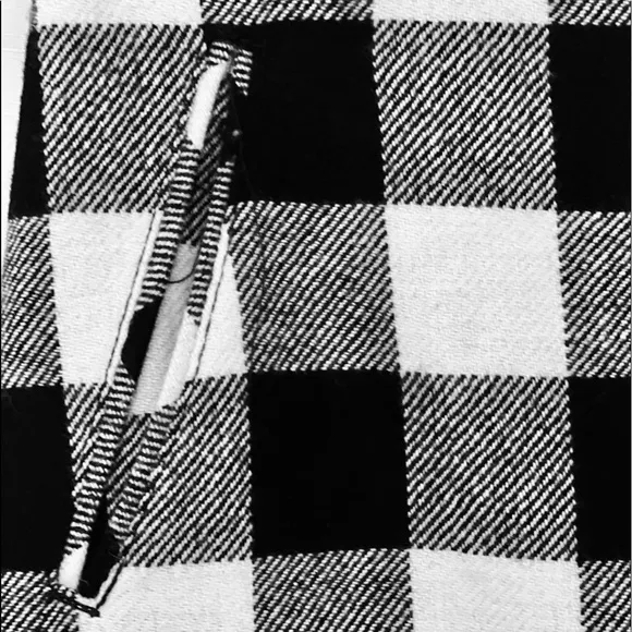 TALBOTS BUFFALO PLAID BLK/WHI CHECKERED WOOL BLEND MINI PENCIL SKIRT SIZE 2 NWOT