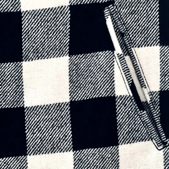 TALBOTS BUFFALO PLAID BLK/WHI CHECKERED WOOL BLEND MINI PENCIL SKIRT SIZE 2 NWOT