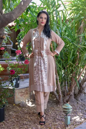 Tan Color Georgette Suit Salwar Kameez With Embroidery